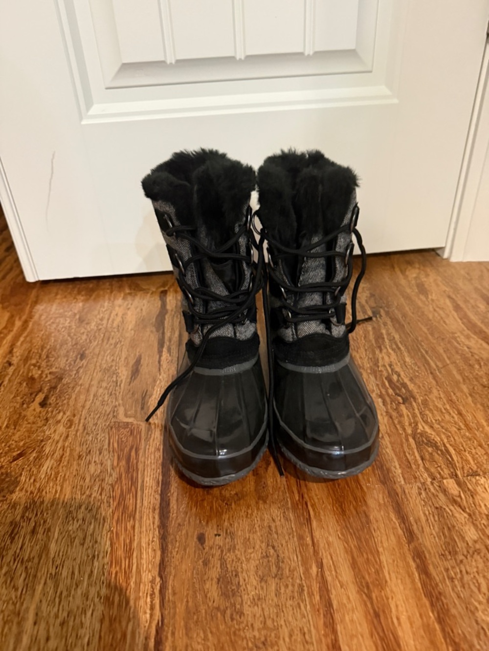 G.H. Bass & Co. Black Tweed Faux Fur Cuff Bootie